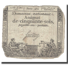 Francja, 50 Sols, 1793, Saussay, 1793-05-23, VG(8-10), KM:A70b