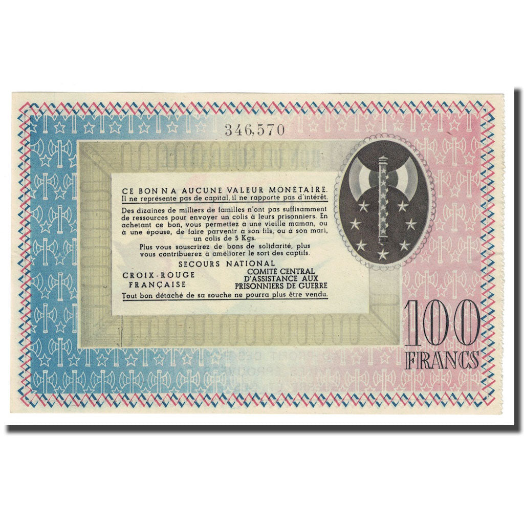 France, 100 Francs, 1941, Bon de solidarité, UNC(65-70)