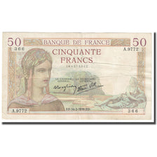 Frankrijk, 50 Francs, Cérès, 1939, 1939-02-16, TB, Fayette:18.22, KM:85b