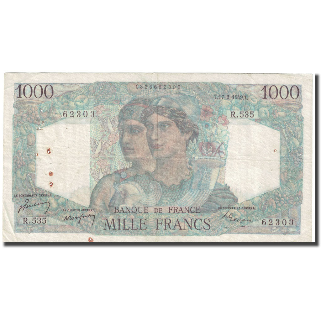 France, 1000 Francs, Minerve et Hercule, 1949, 1949-02-17, TB, Fayette:41.25