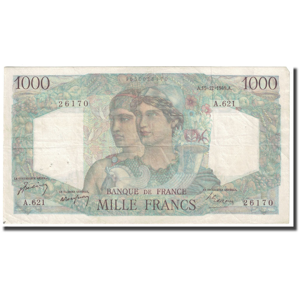 France, 1000 Francs, Minerve et Hercule, 1949, 1949-12-15, TTB, Fayette:41.30