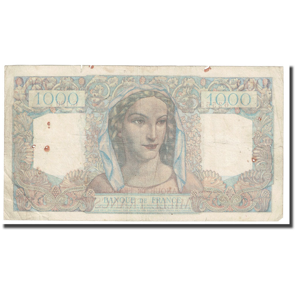 France, 1000 Francs, Minerve et Hercule, 1946, 1946-01-17, VG(8-10)