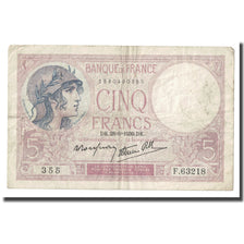 France, 5 Francs, Violet, 1939, 1939-09-28, F(12-15), Fayette:4.10, KM:83