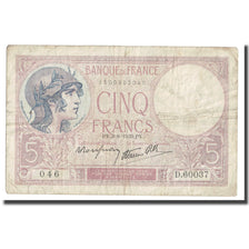 France, 5 Francs, Violet, 1939, 1939-08-03, F(12-15), Fayette:4.4, KM:83