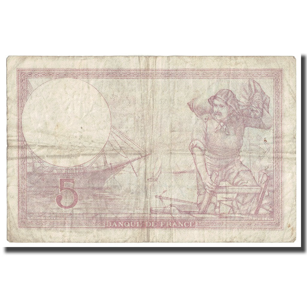France, 5 Francs, Violet, 1939, 1939-08-03, F(12-15), Fayette:4.4, KM:83