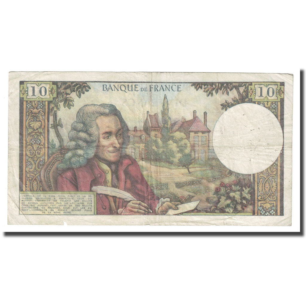 Francia, 10 Francs, Voltaire, 1971, 1971-09-02, BC+, Fayette:62.51, KM:147d