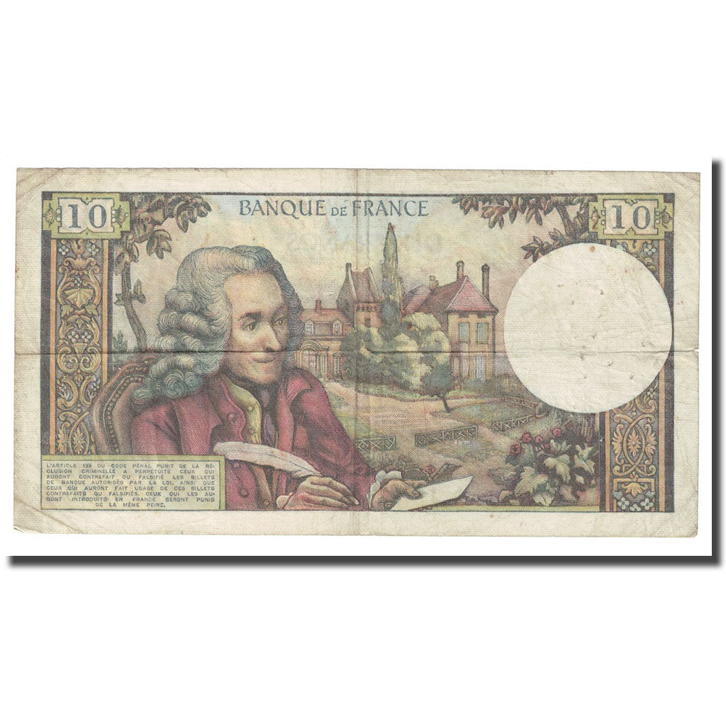 France, 10 Francs, Voltaire, 1971, 1971-11-05, B+, Fayette:62.52, KM:147d
