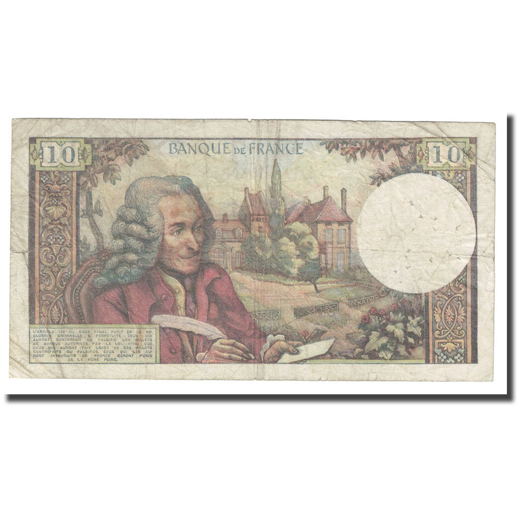 France, 10 Francs, Voltaire, 1973, 1973-01-04, B+, Fayette:62.60, KM:147d