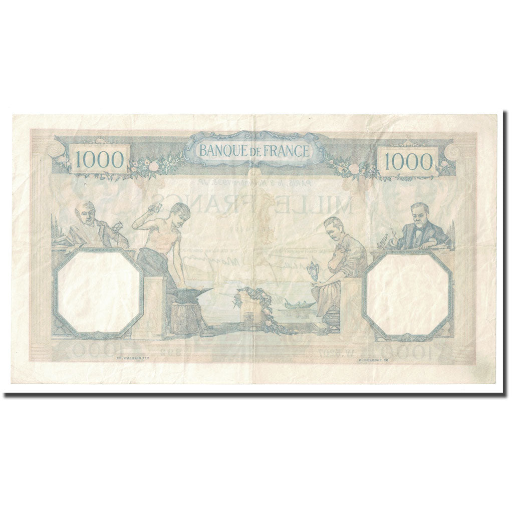 França, 1000 Francs, Cérès et Mercure, 1938, 1938-11-03, AU(50-53)