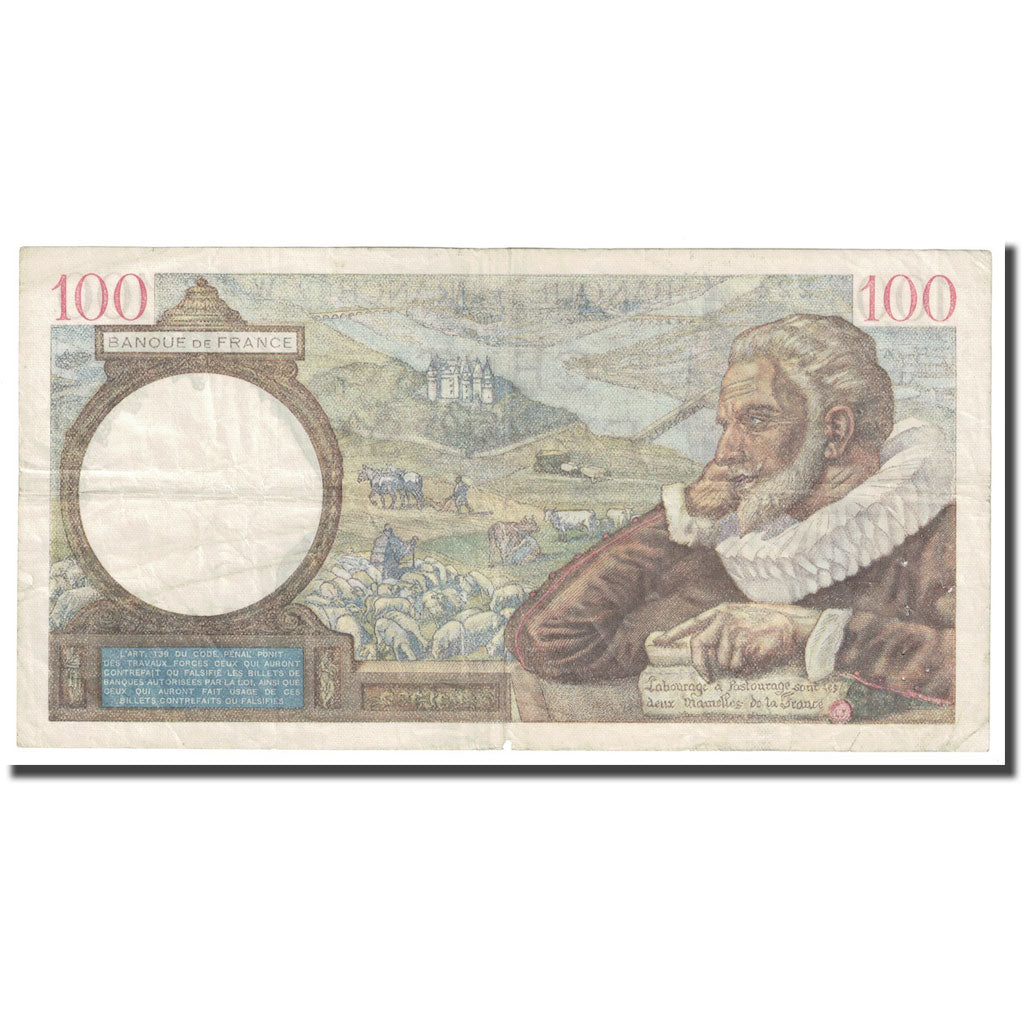 France, 100 Francs, Sully, 1939, 1939-11-16, EF(40-45), Fayette:26.15, KM:94
