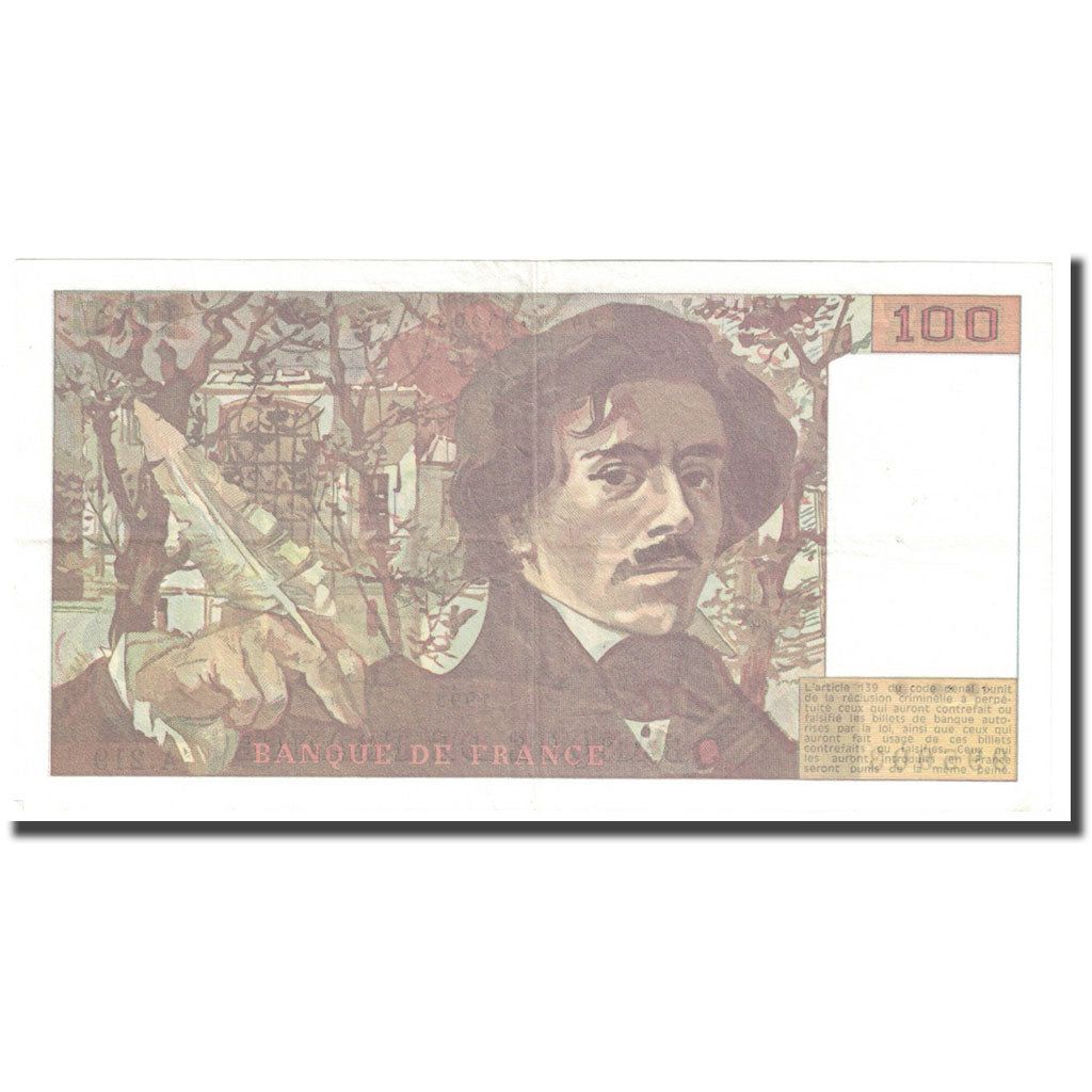 France, 100 Francs, Delacroix, 1993, EF(40-45), Fayette:69bis.7, KM:154g