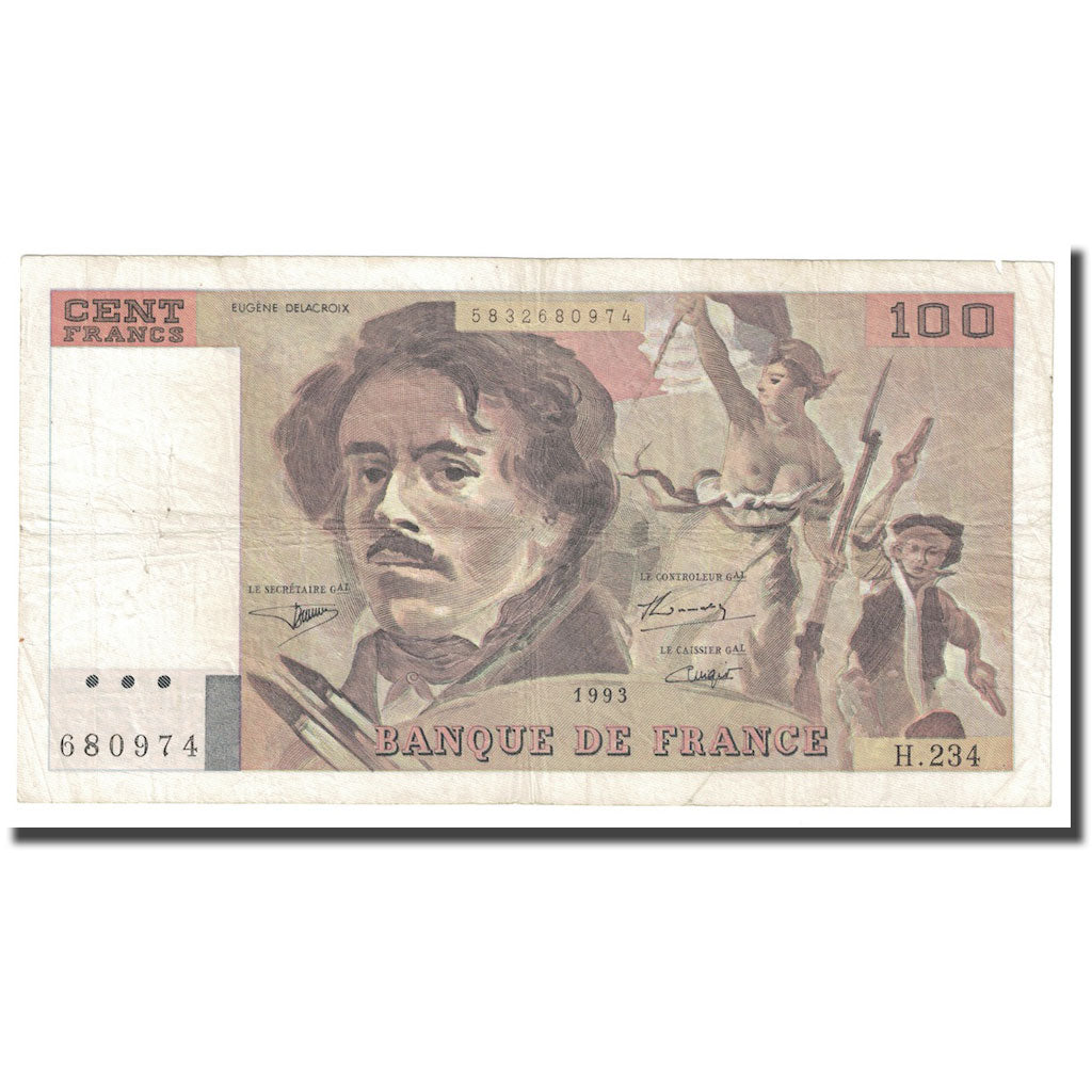 Frankreich, 100 Francs, Delacroix, 1993, SS, Fayette:69bis.8, KM:154g