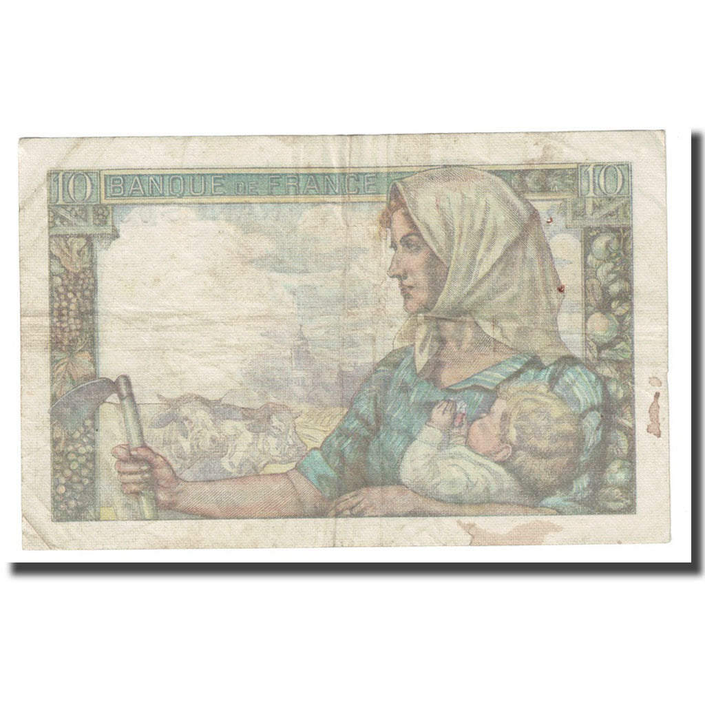 France, 10 Francs, Mineur, 1944, 1944-06-22, TB+, Fayette:8.12, KM:99e