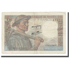 Francia, 10 Francs, Mineur, 1944, 1944-06-22, BC, Fayette:8.12, KM:99e