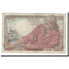 Francia, 20 Francs, Pêcheur, 1942, 1942-05-21, B, Fayette:13.2, KM:100a