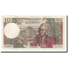 França, 10 Francs, Voltaire, 1965, 1965-10-07, VF(30-35), Fayette:62.16