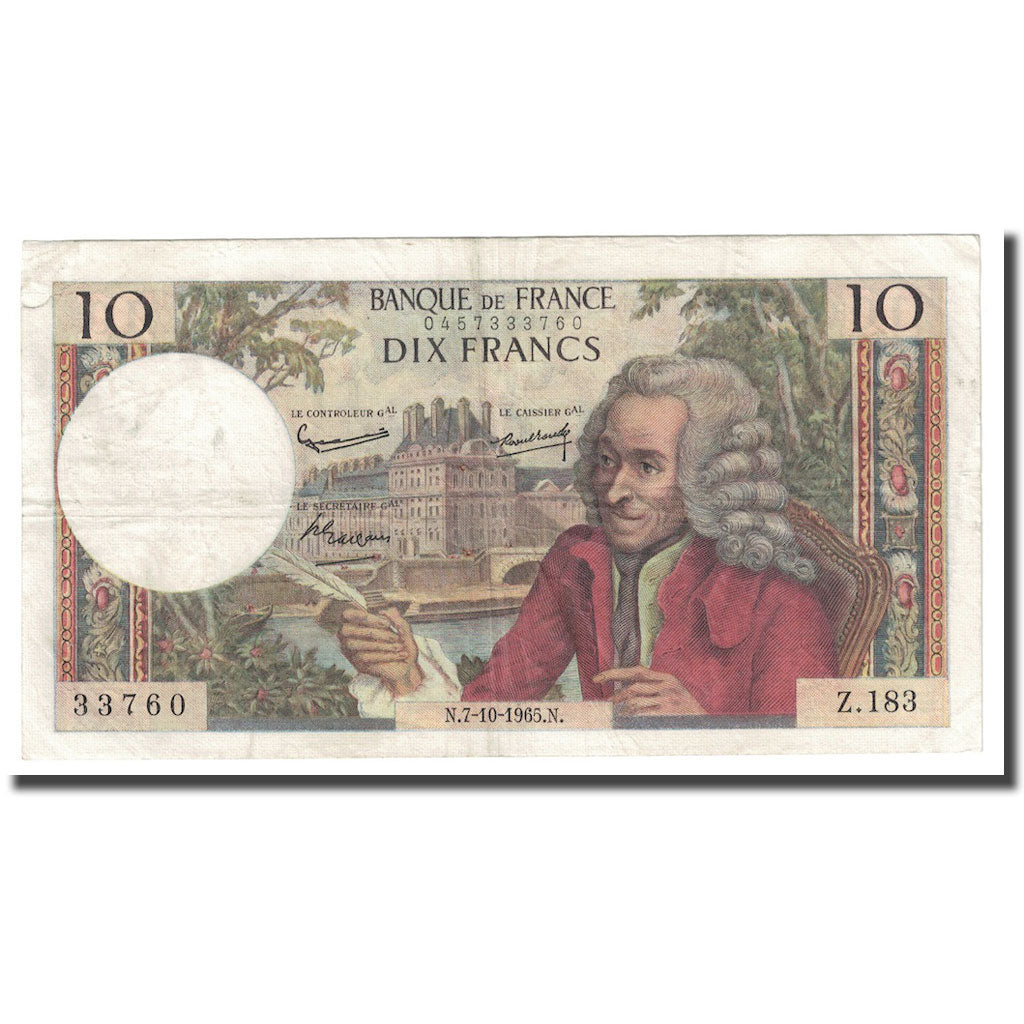 Frankreich, 10 Francs, Voltaire, 1965, 1965-10-07, S+, Fayette:62.16, KM:147a
