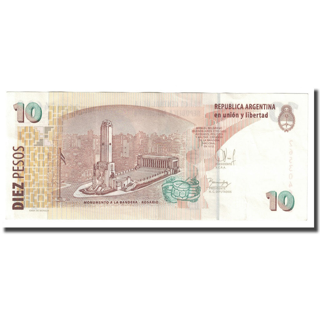 Nota, Argentina, 10 Pesos, 2002-2003, KM:354, AU(50-53)