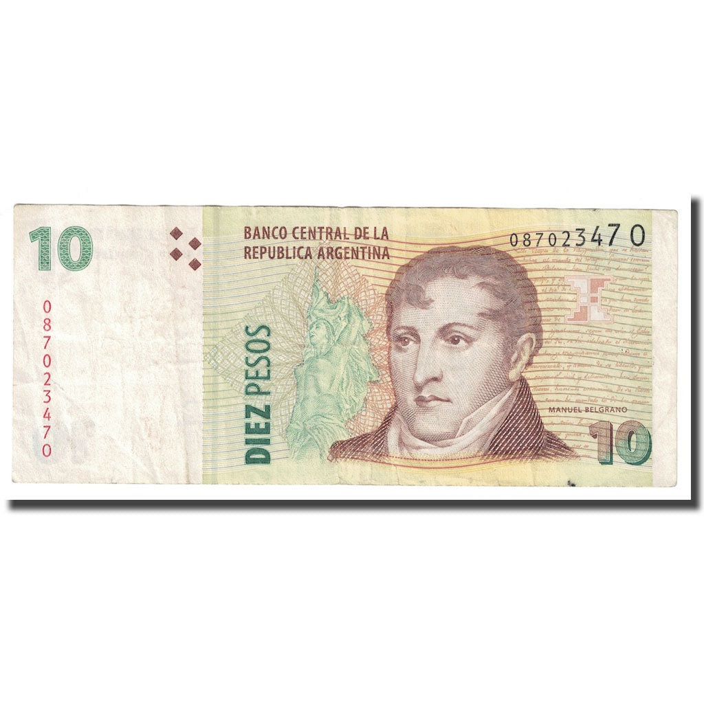 Billete, 10 Pesos, 2002-2003, Argentina, KM:354, MBC