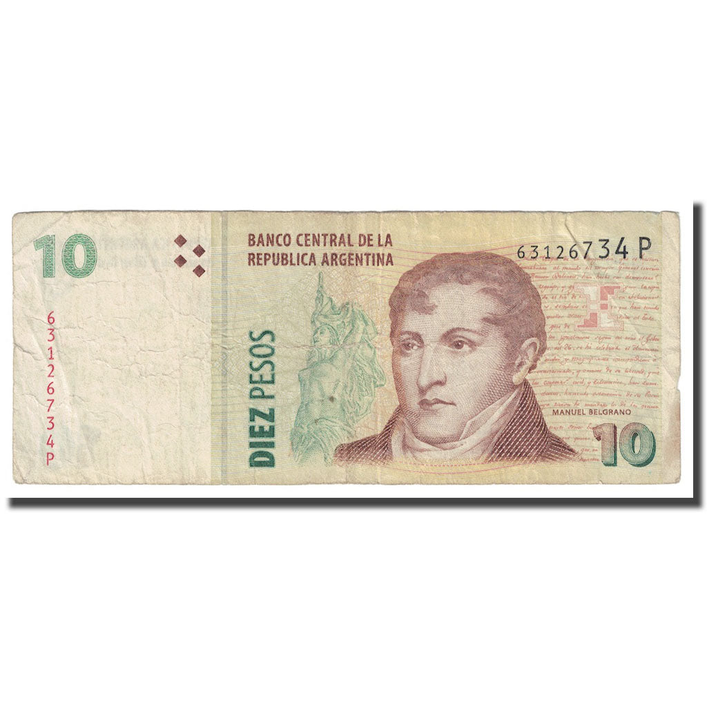 Banknot, Argentina, 10 Pesos, 2002-2003, KM:354, VF(20-25)