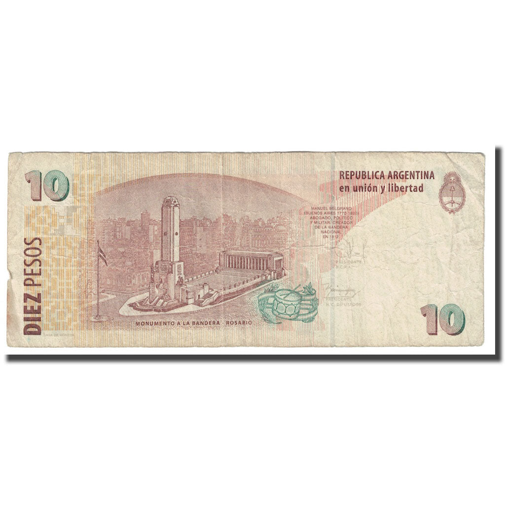 Banknot, Argentina, 10 Pesos, 2002-2003, KM:354, VF(20-25)