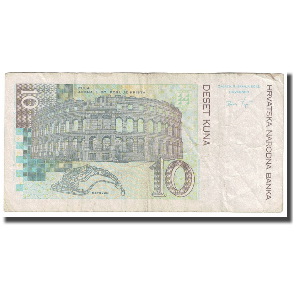 Nota, Croácia, 10 Kuna, 2012, VF(30-35)