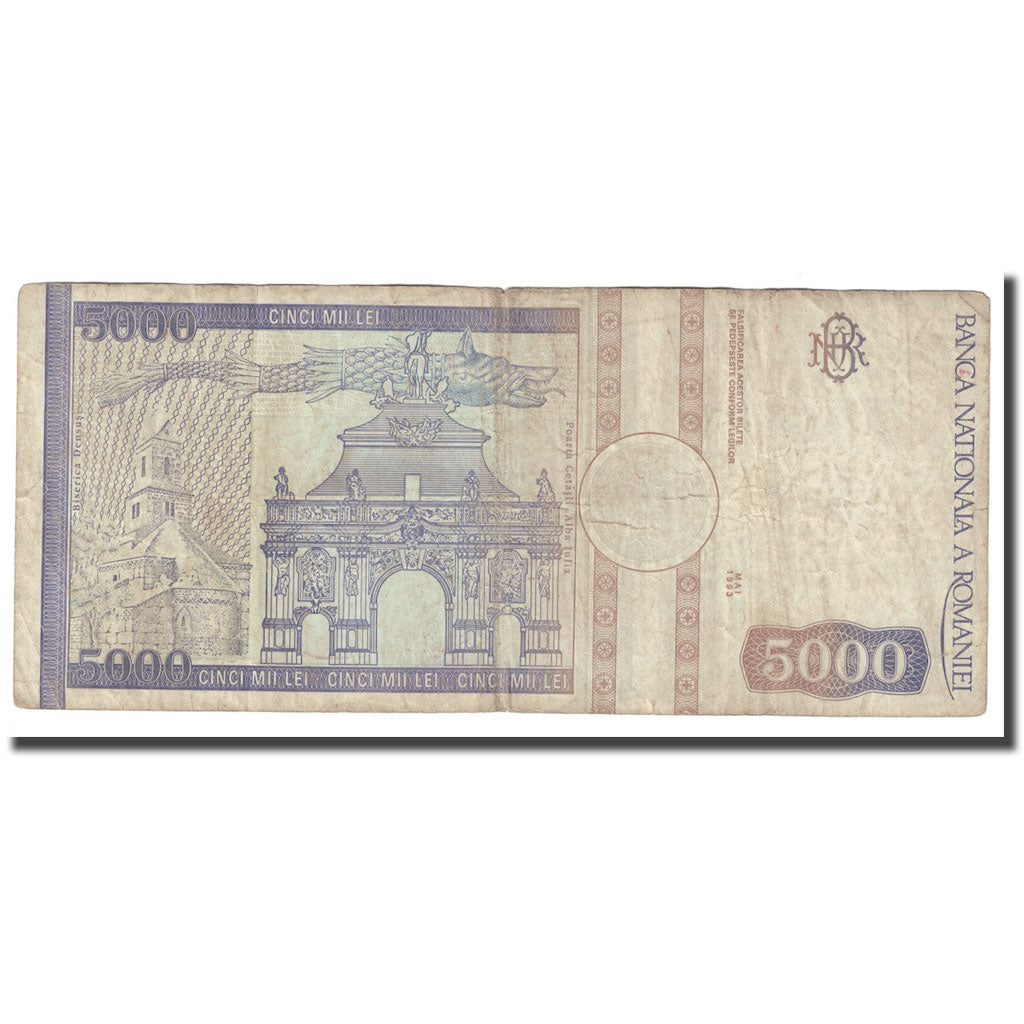 Banknote, Romania, 5000 Lei, 1993, 05-1993, KM:103a, VF(20-25)