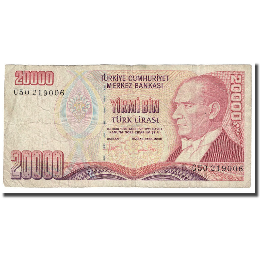 Geldschein, Türkei, 20,000 Lira, 1995, KM:202, S+