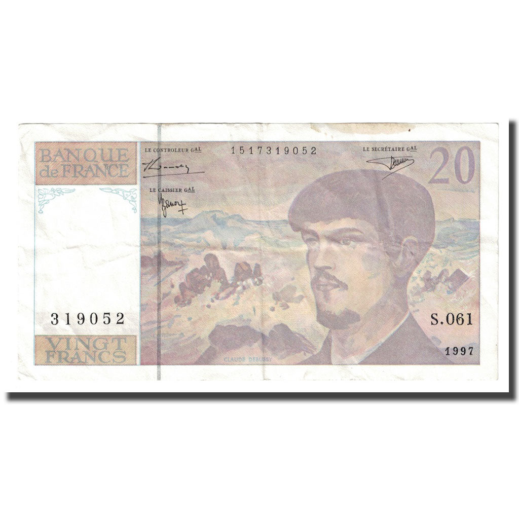 França, 20 Francs, Debussy, 1997, AU(55-58), Fayette:66ter.02A61, KM:151i