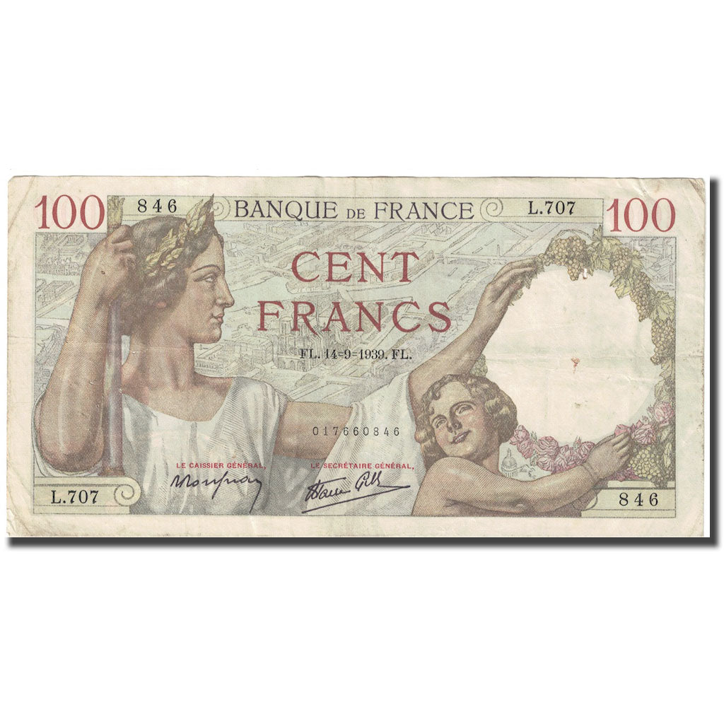 Francia, 100 Francs, Sully, 1939, 1939-09-14, MB, Fayette:26.6, KM:94