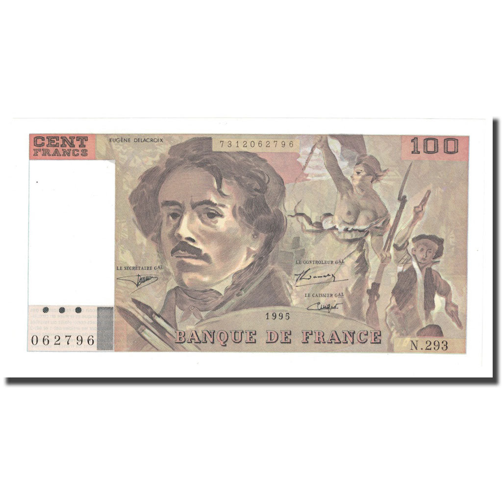 França, 100 Francs, Delacroix, 1995, UNC(64), Fayette:69 ter 2c), KM:154h