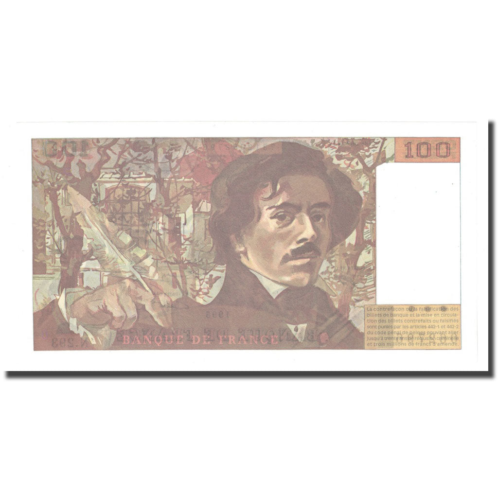 França, 100 Francs, Delacroix, 1995, UNC(64), Fayette:69 ter 2c), KM:154h