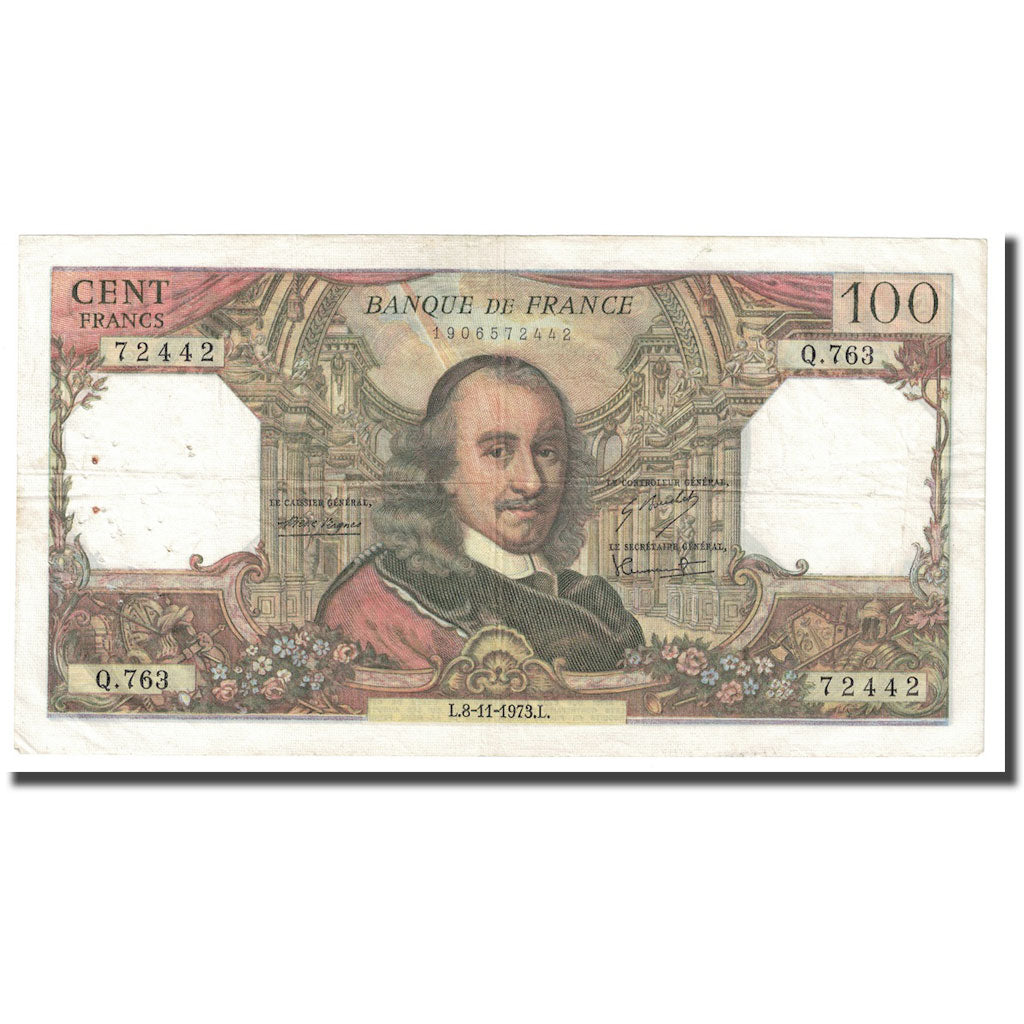 Francia, 100 Francs, Corneille, 1973, 1973-11-08, MB+, Fayette:65.44, KM:149d
