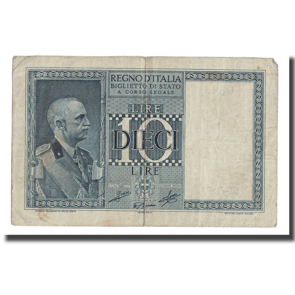 Banknote, Italy, 10 Lire, 1939, KM:25c, EF(40-45)