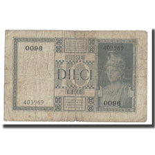 Banknote, Italy, 10 Lire, 1939, KM:25a, VF(20-25)