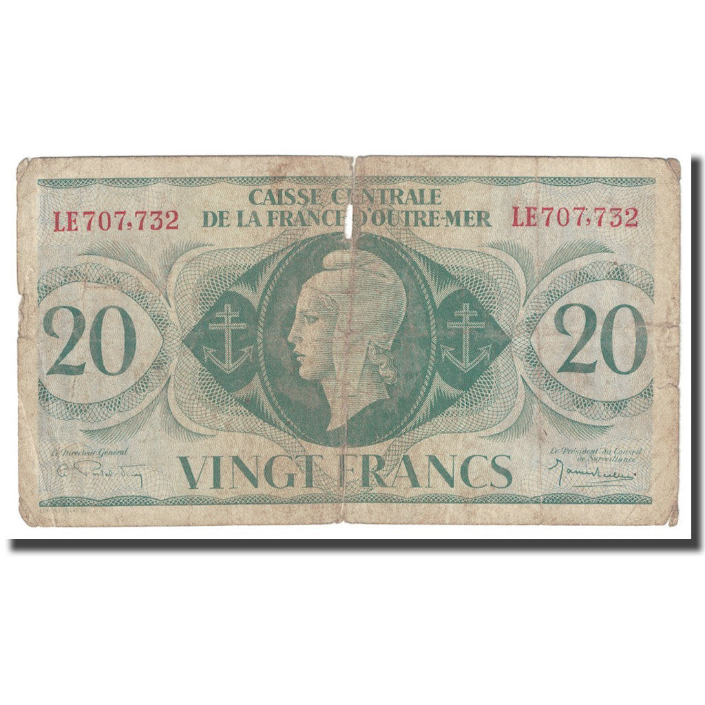 Banknote, French Equatorial Africa, 20 Francs, L.1944, KM:17b, VG(8-10)