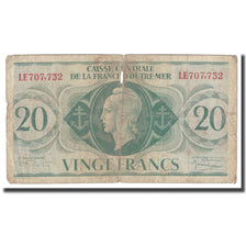 Banknote, French Equatorial Africa, 20 Francs, L.1944, KM:17b, VG(8-10)