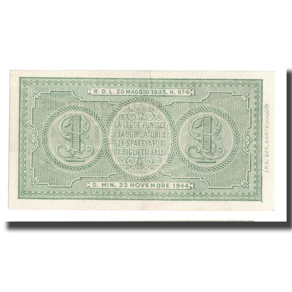 Banknote, Italy, 1 Lira, 1944, KM:29b, UNC(63)