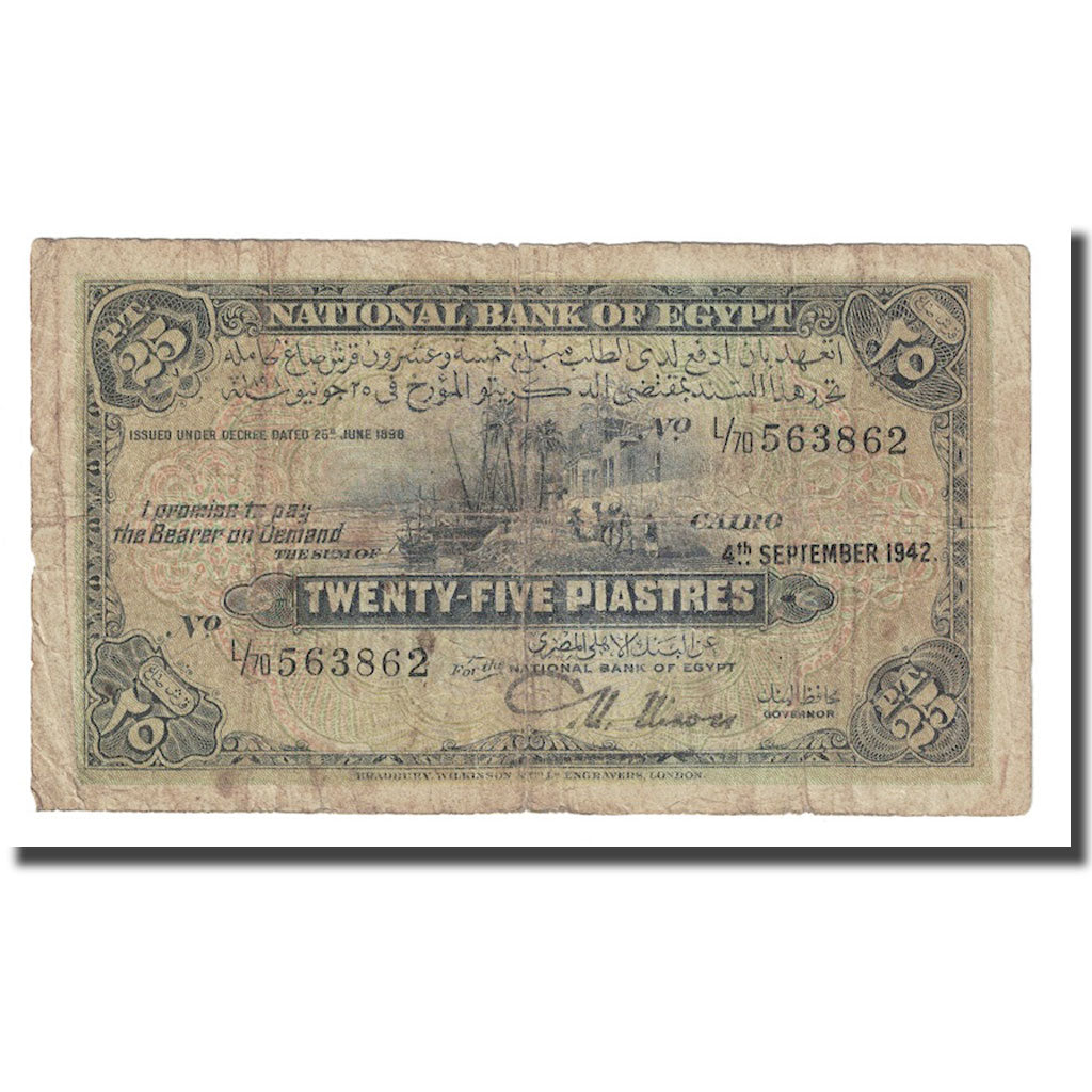 Banconote, Egitto, 25 Piastres, 1942, 1942-09-04, KM:10c, B+