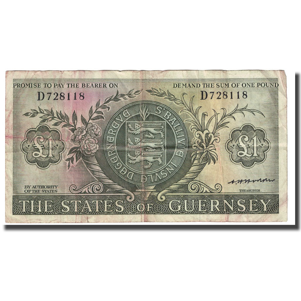 Banconote, Guernsey, 1 Pound, 1969-1975, KM:45b, MB+
