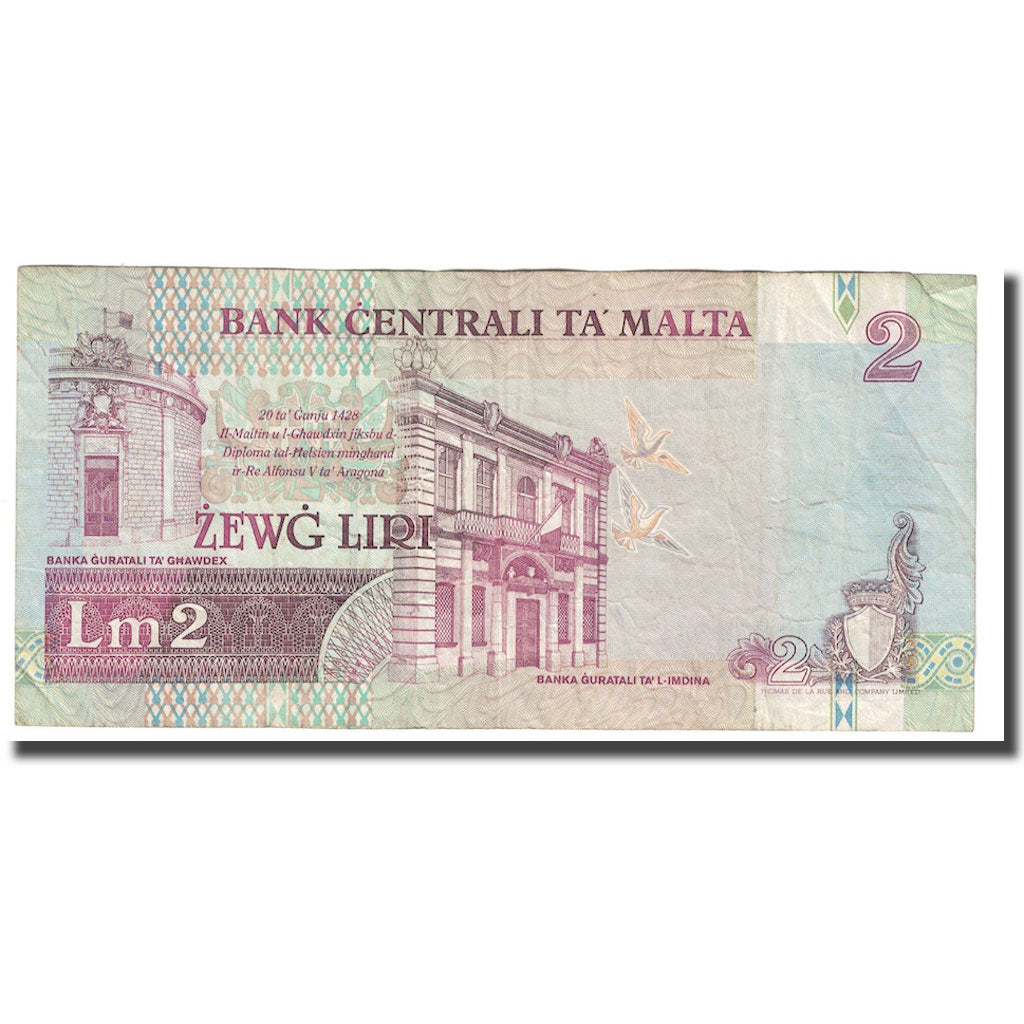 Geldschein, Malta, 2 Liri, 1994, KM:45c, SS
