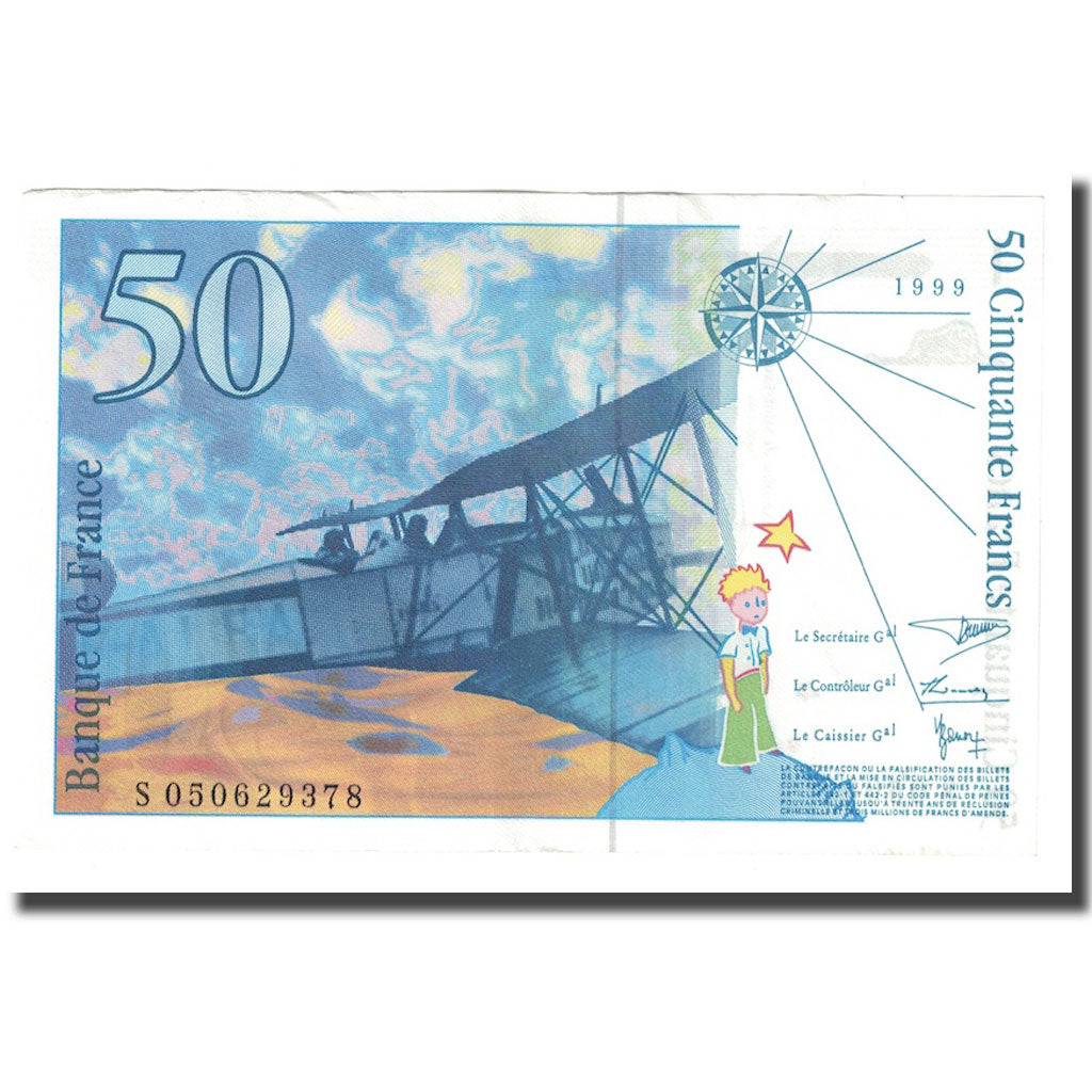 France, 50 Francs, St Exupéry, 1999, SUP, Fayette:73.05, KM:157Ad