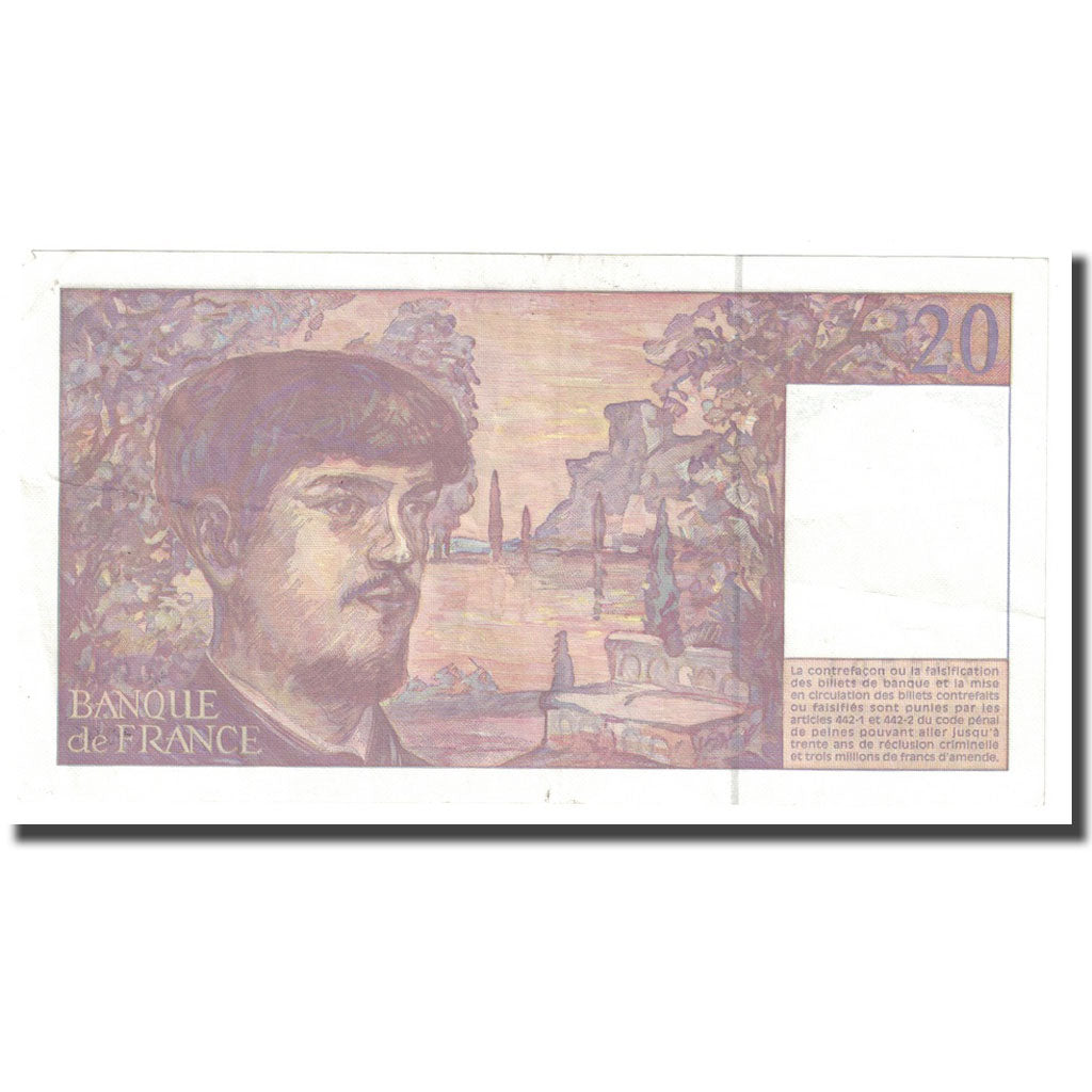 França, 20 Francs, Debussy, 1997, AU(55-58), Fayette:66ter.02A62, KM:151i