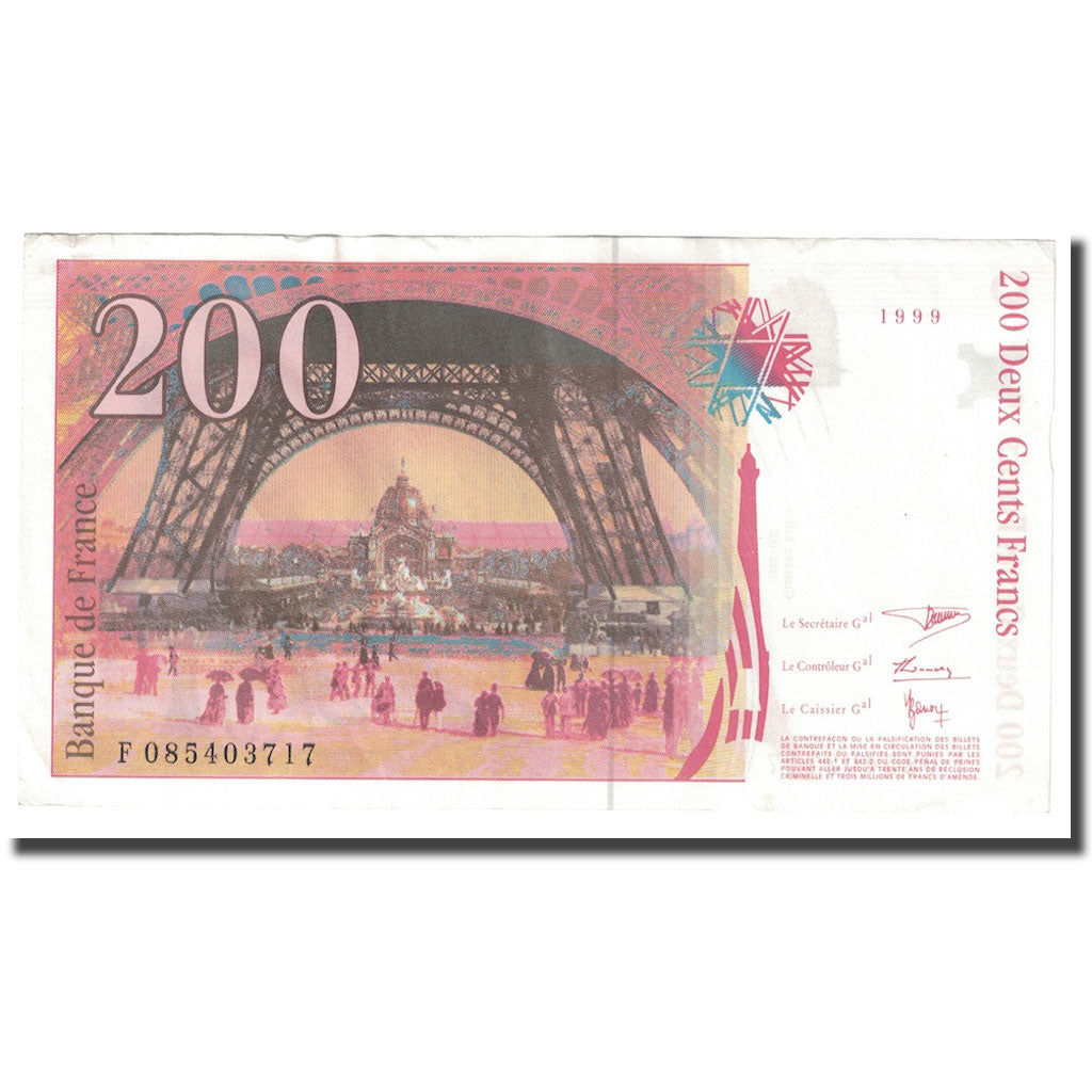 France, 200 Francs, Eiffel, 1999, TTB, Fayette:75.5, KM:159c