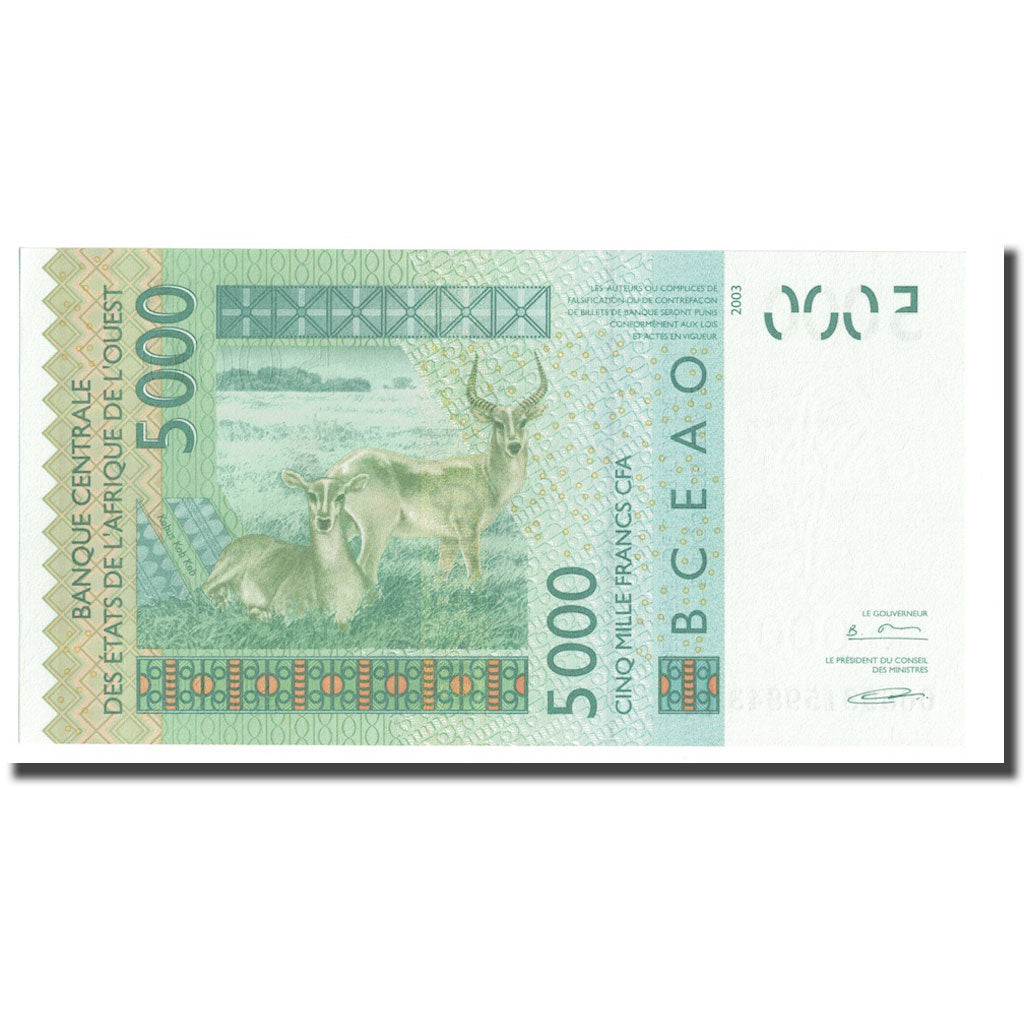 Banconote, Stati dell'Africa occidentale, 5000 Francs, 2003, KM:217Ba, FDS