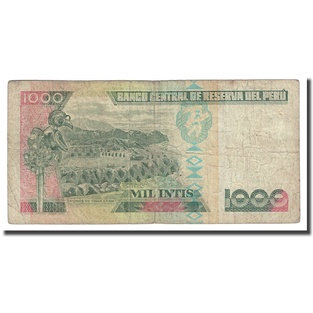 Billet, Pérou, 1000 Intis, 1987, 1987-06-26, KM:136b, B+