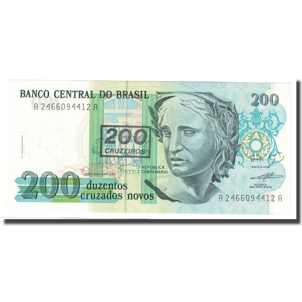 Nota, Brasil, 200 Cruzeiros on 200 Cruzados Novos, Undated (1990), KM:225a