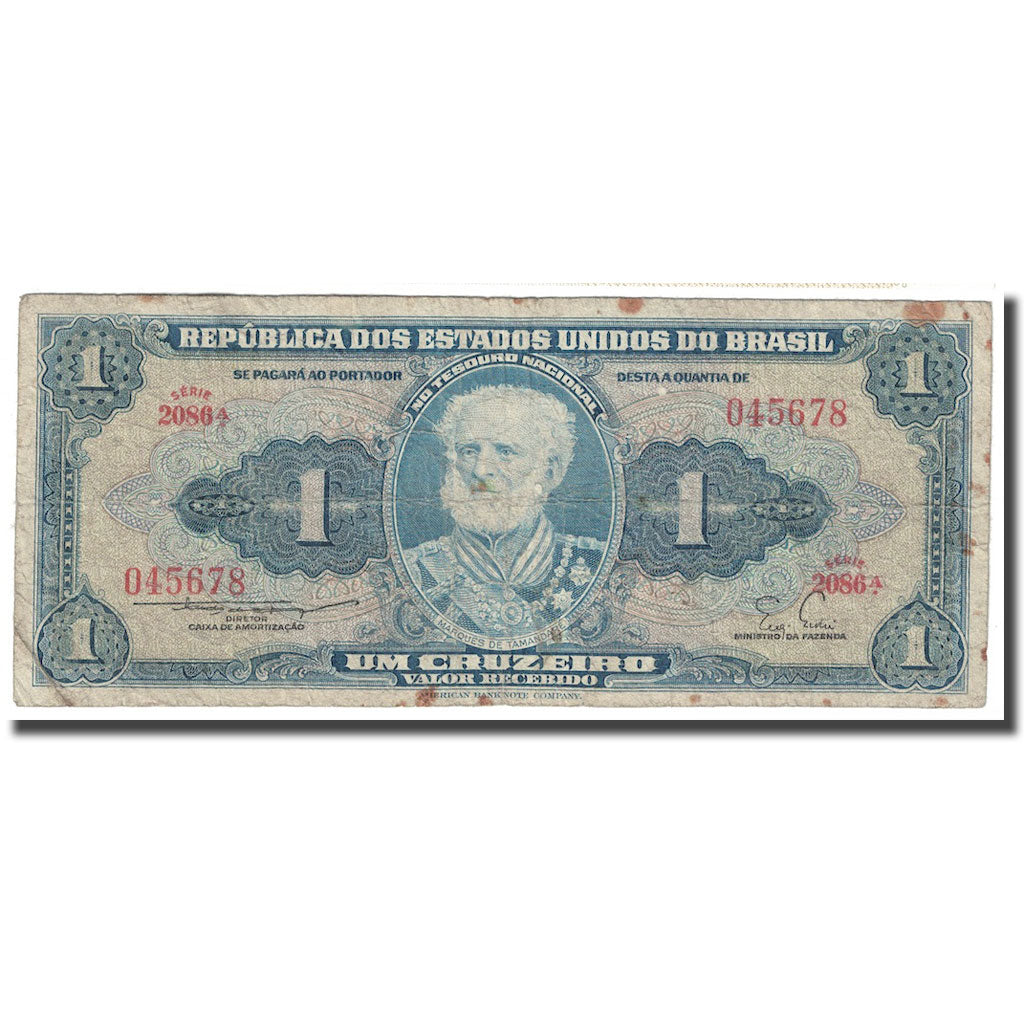 Nota, Brasil, 1 Cruzeiro, ND (1954-1958), KM:150b, VG(8-10)