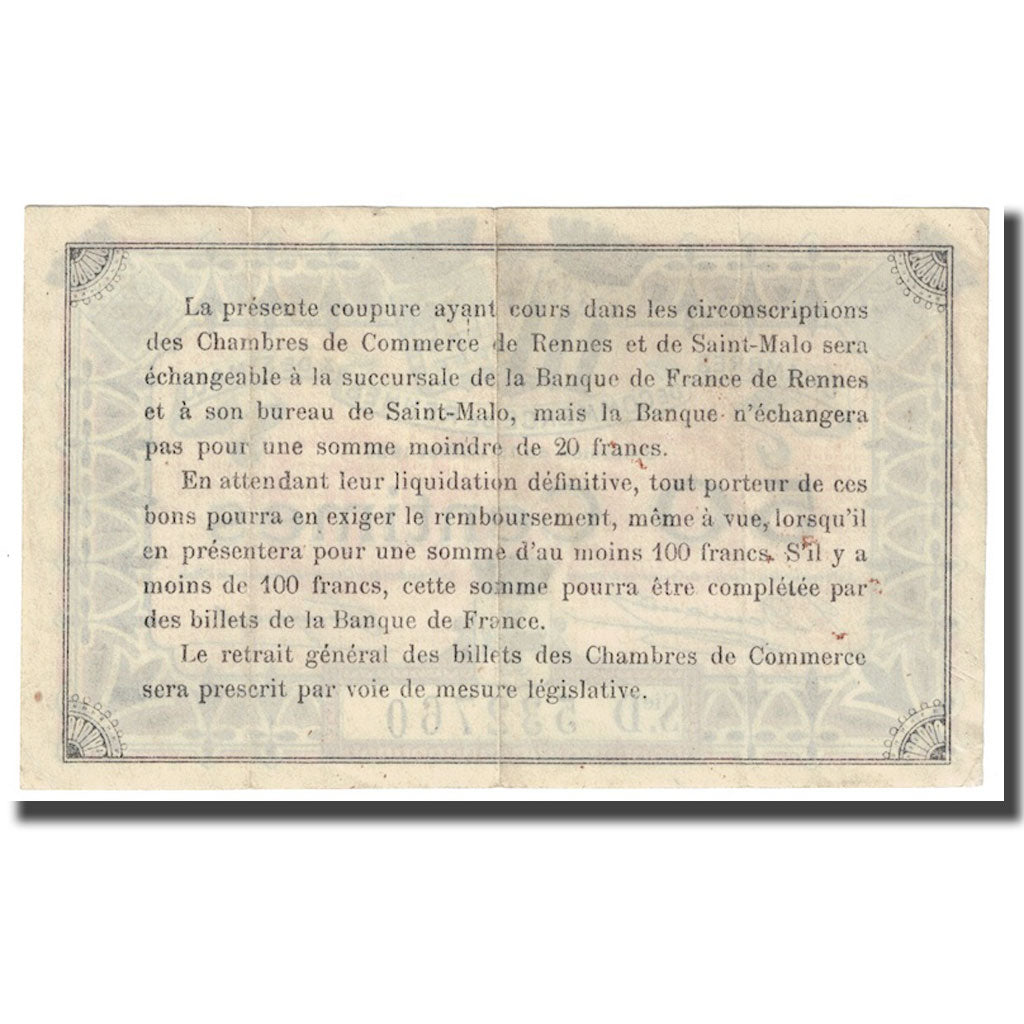 Francia, 50 Centimes, Pirot 105-19, 1921, 1921-07-15, Rennes, Saint-Malo, MBC+