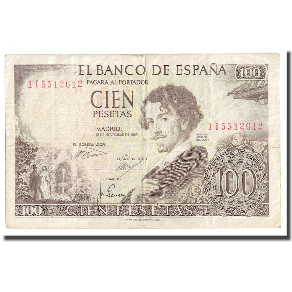 Billet, Espagne, 100 Pesetas, 1965, 1965-11-19, KM:150, B+